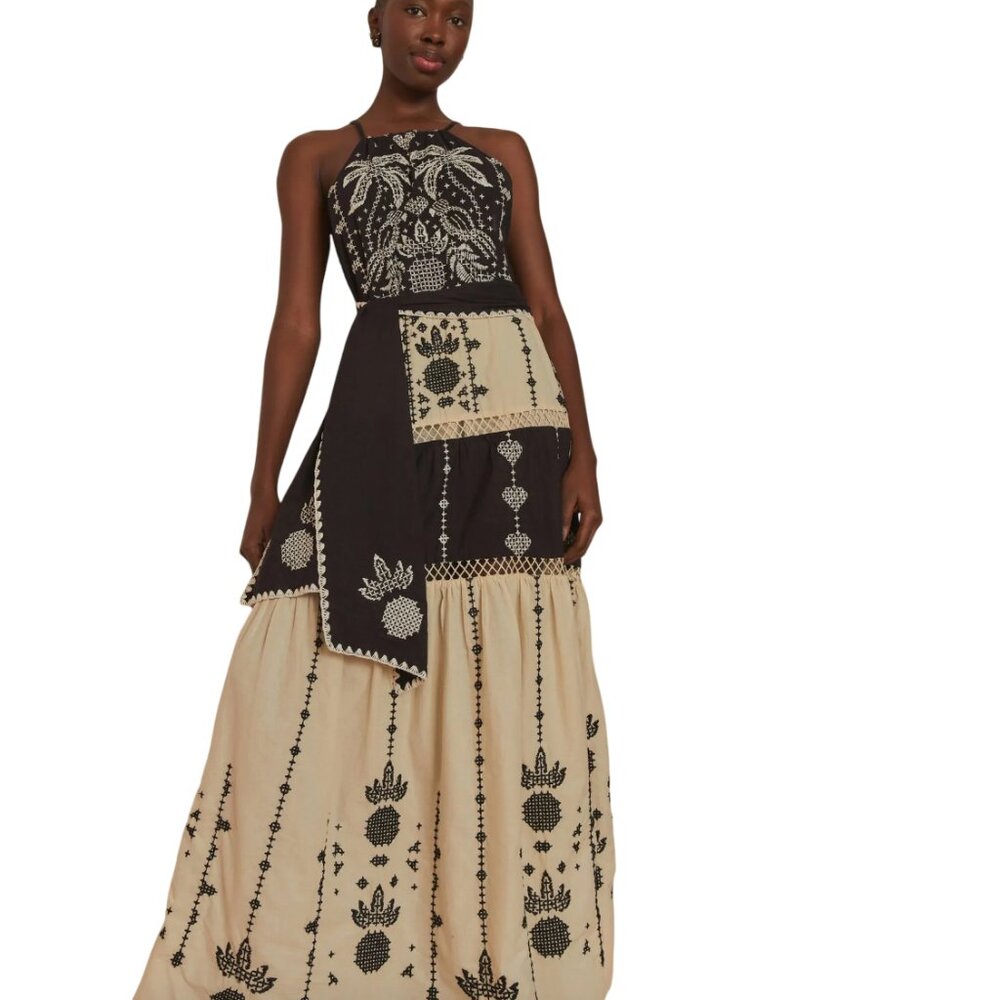 FARM Rio Farm Rio  Embroidered & Printed Macaw Maxi Dress Modern Bohemian - Picture 2 of 16